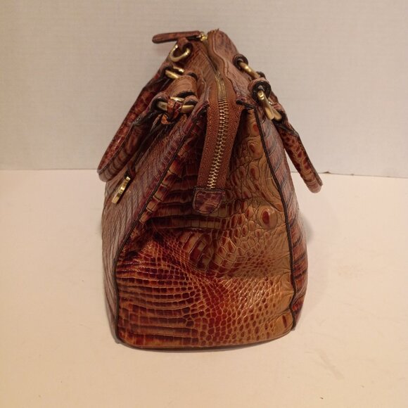 Vintage BRAHMIN ANNABELLE Melbourne Pecan Croc-Embossed Leather Zip-top Satchel - Picture 4 of 15